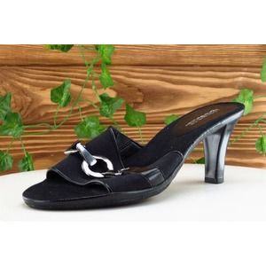 Aerosoles Sz 9.5 M Black Slide Fabric Women Sandals‎